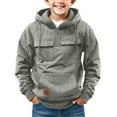 thumbnail image 5 of Mercatoo Boys Fleece Cargo Hoodies Cropped Zipper Multi Pockets Plain Hoodie Sweatshirts Teen Kids Thick Warm Pullover Tops, 5 of 7