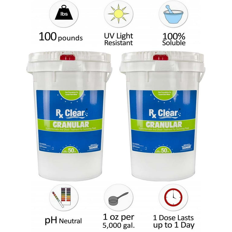 Rx Clear Granular Swimming Pool/Spa Chlorine - 100 lbs Long