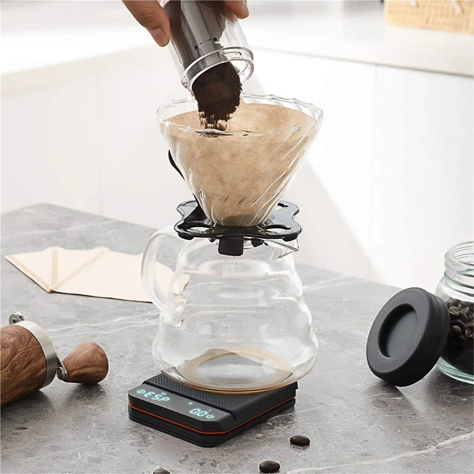 Portable Digital Coffee Scale 2kg/0.1g Precision LED Kitchen Scale For Hand Pour Coffee ,Easy to Operate