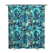 Extra Long Boho Shower Curtain 72x84 Inches - Vintage Floral & Tropical Leaves Pattern, Waterproof Bohemian Bathroom Decor with 12 Hooks, Tribal Rustic Style