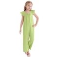 thumbnail image 2 of Diufon Combinaison Fille Manches à Volants Smockée Col Rond Pantalon Été Mignon avec Poches, 2 of 8