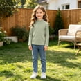 thumbnail image 6 of Spazoro Girls Mock Neck Pullover Top, Soft Loose Fit Mock Neck Long Sleeve 100% Cotton Solid Color Basic Layering Shirts for Daily Wear Mint Green Size 5-6, 6 of 9