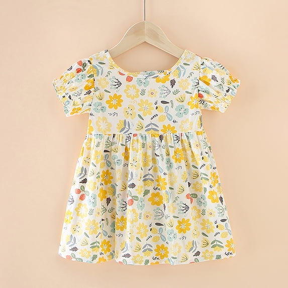 Rggeeun Toddler Baby Baby Girls Dresses Trendy Casual O-Neck Sundress