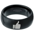 thumbnail image 2 of Tungsten Thumbs Up Emoji Band Ring 8mm Men Women Comfort Fit Black Dome Polished, 2 of 4