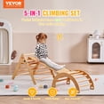 thumbnail image 2 of Pikler Triangle Set 5 in 1 Toddler Climbing Toys Indoor Playground Ramp Arch Montessori Climbing Set Large Wooden Climbing Gym for Toddlers 1 3 Years Wood Color, 2 of 6