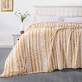 thumbnail image 6 of Back Printing Shaved Flannel Plush Blanket, Light Brown Stripe Blanket for Bed or Sofa, 80" x 90", 6 of 6