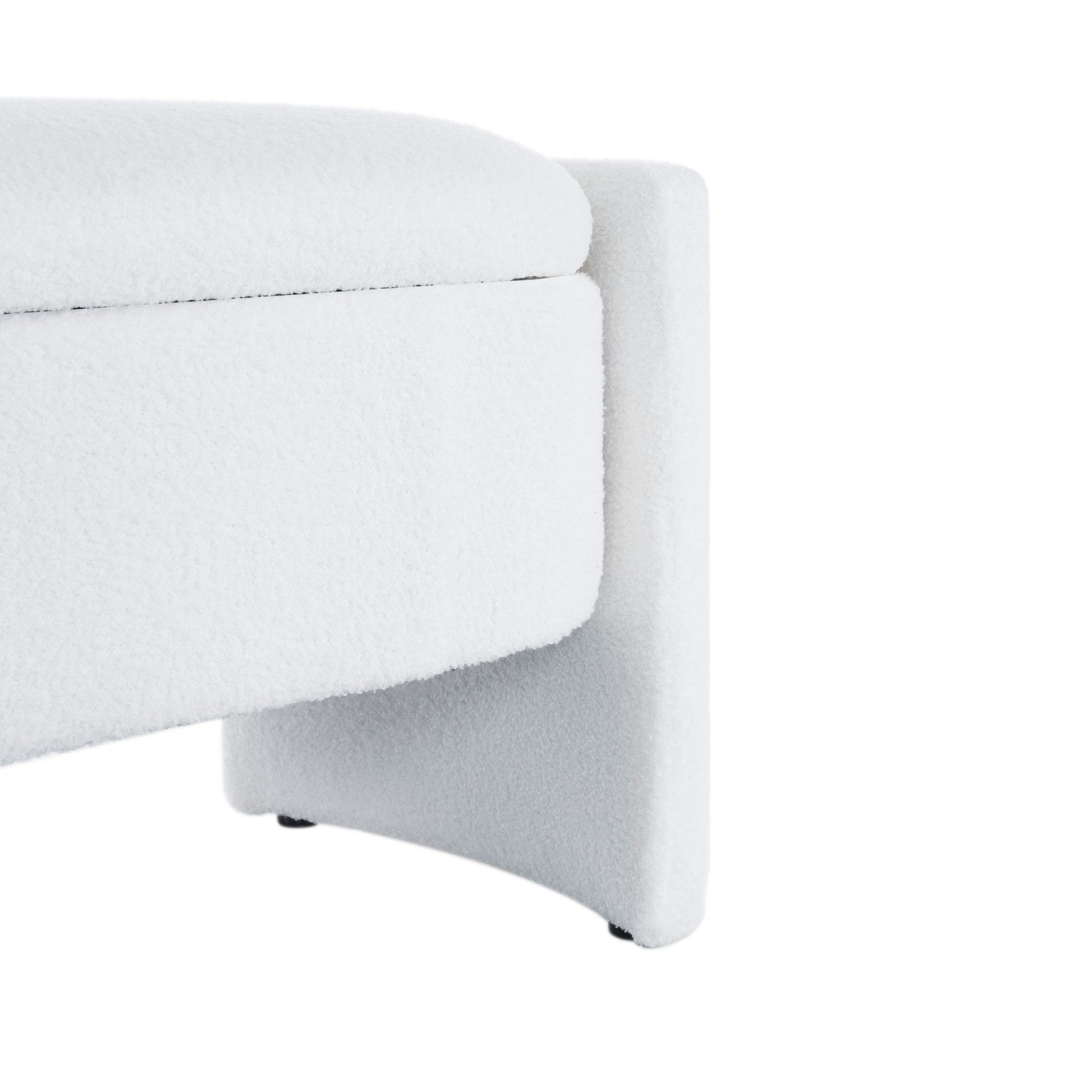 Aukfa 47.24" Oval Upholstered Storage Ottoman Bench, Boucle Fabric, Accent Bench for Living Room, Bedroom, or Entryway