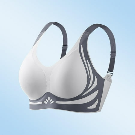 PRORMOOW Wireless Bras  Full Cup Bra  Bra Push Up  Sports Bras for Women Plus Size  Breathable Sports Bra  Women s Large Size Seamless Steel Ring Sports Gathering Fixing Cup Bra  Light Blue  38