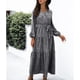thumbnail image 1 of Vestido largo de manga larga,Vestido largo Cuello en V Manga larga Lazo en la cintura Vestido largo Vestido largo con manga abullonada Aspecto llamativo, 1 of 6