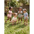 thumbnail image 4 of Aojekbee Baby Girl Summer Romper Fashionable Flower Trim Short Bubble Sleeve Smocked Jumpsuit with Headband, 4 of 9
