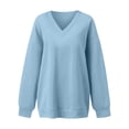 thumbnail image 5 of Oversized V Neck Long Sleeve Fleece Casual Pullover Sweatshirt for Women | Polyester Warm Autumn Layering Top, Daily Casual Weekend Outing Wear, Baggy Long Sleeve Pullover for Plus Size Women,M, 5 of 8