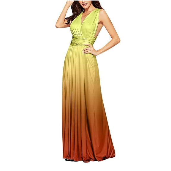 Wedding Guest Dresses for Women Sleeveless V Neck Cross Back Pleated Maxi Dress Formal Cocktail Bridesmaid Dress