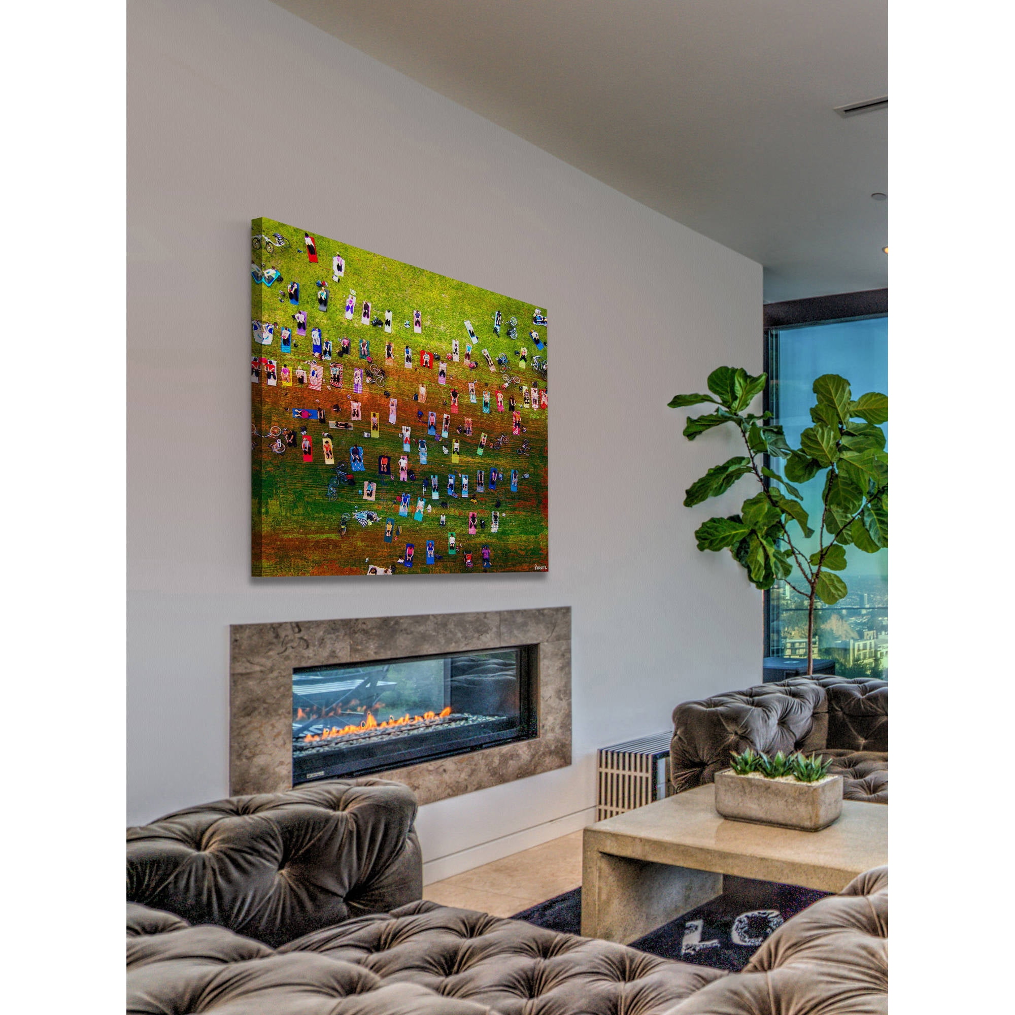 "Group Yoga" Painting Print on Wrapped Canvas