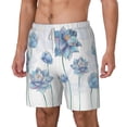 thumbnail image 2 of Balery Pale Blue Lotus Flowers Mens Swim Trunks Swim Shorts for Men Quick Dry Inseam Beach Shorts with Compression Liner Pocket-XX-Large, 2 of 9