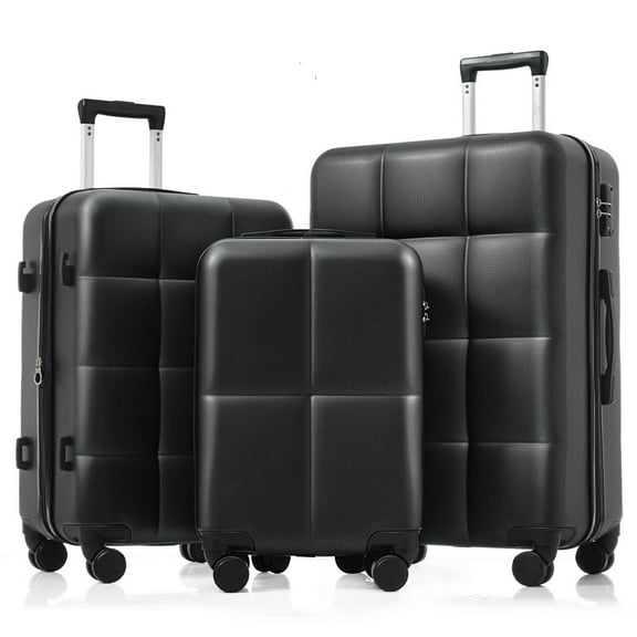 Luggage Set of 3, Airline Certified Carry-on Luggage with Cup Holder, ABS Hard Shell Luggage with Spinner Wheels