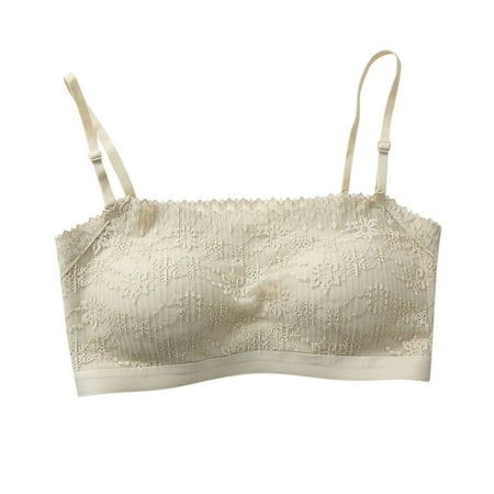 Fesfesfes Womens Strapless Bra With Detachable Line Girth Top Non-Slip Push-up Bra Wireless Bras for Young Ladies