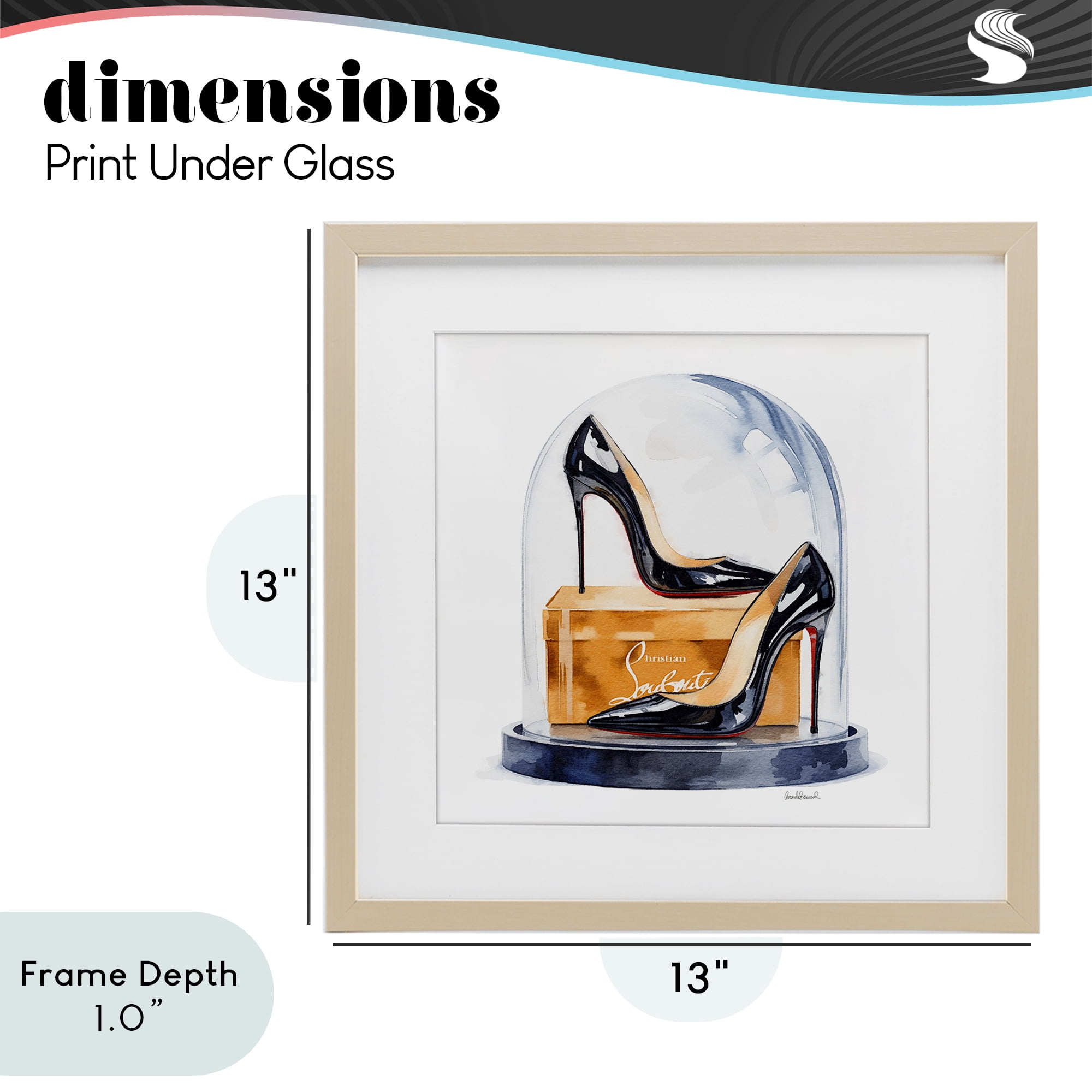 Stupell Industries Black High Heels Dome Birch Framed Print Under Glass, design by Amanda Greenwood
