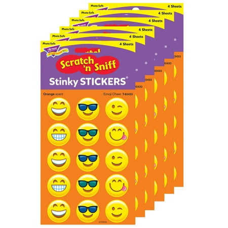 UPC: 0194629034406 | TREND Emotion Icon Cheer/Orange Stinky Stickers 60 Per Pack 6 Packs