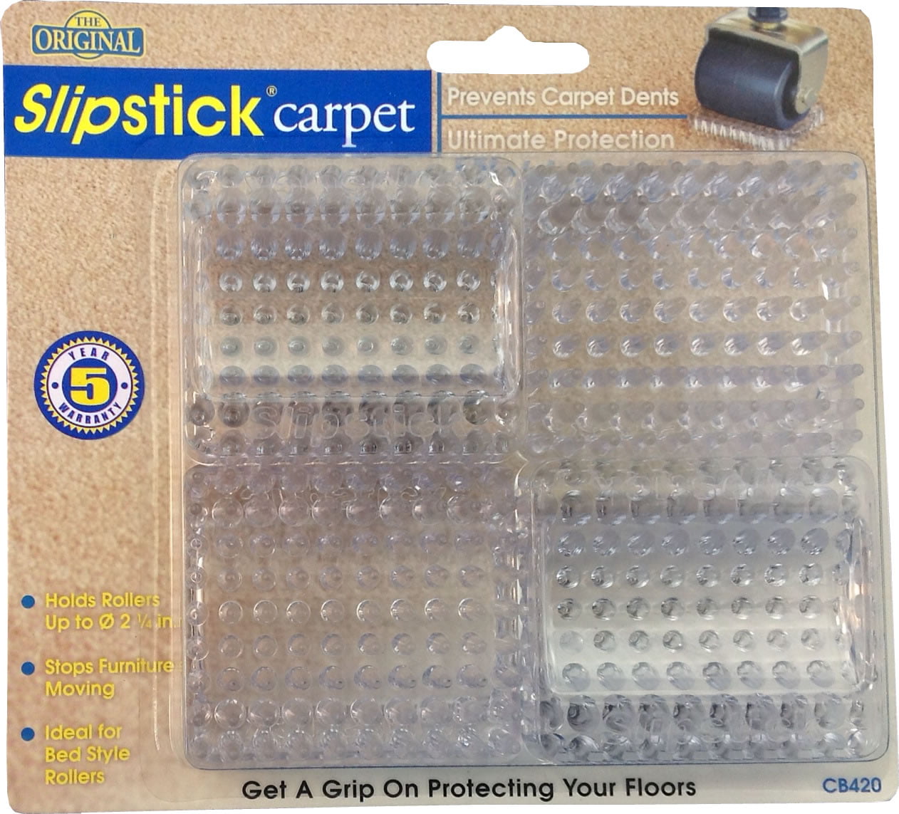 Slipstick Clear Castor Cups for Carpet Round and Square Sizes Available 