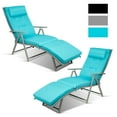 thumbnail image 3 of Costway 2PCS  Outdoor Folding Chaise Lounge Chair w/Cushion Turquoise, 3 of 11