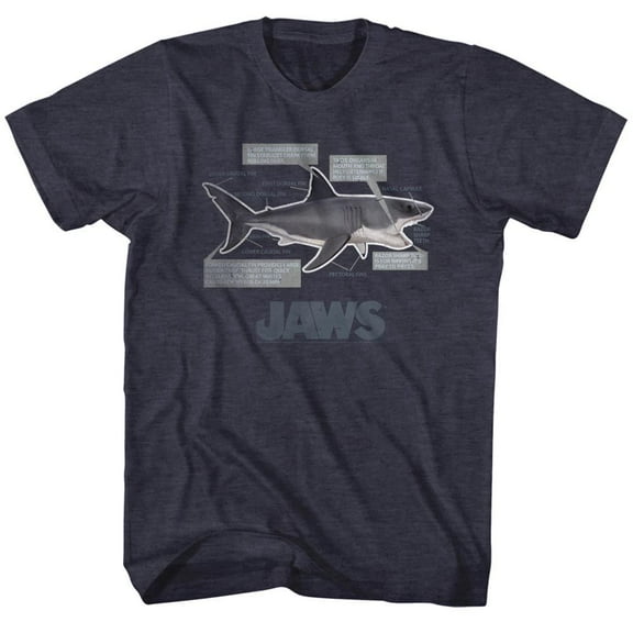 Jaws Anatomy Navy Heather Adult T-Shirt 5Xl