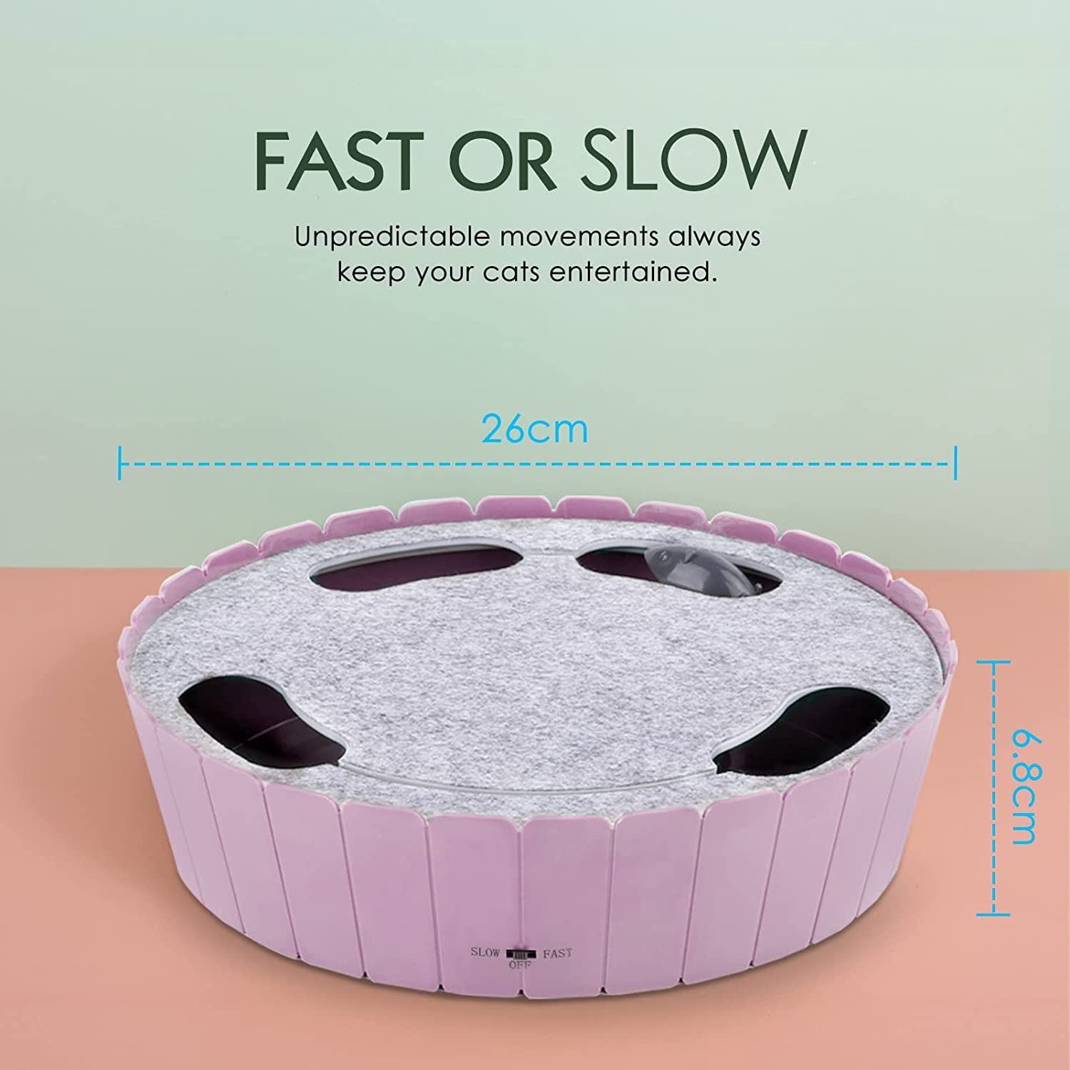Pawaboo Interactive Cat Toy with Running Mouse, Electronic Motion Cat Toy Automatic Teaser Cats, Pop and Play Hide Cat Toy Hunting Mouse for Kitten Play Fun Exercise, Purple