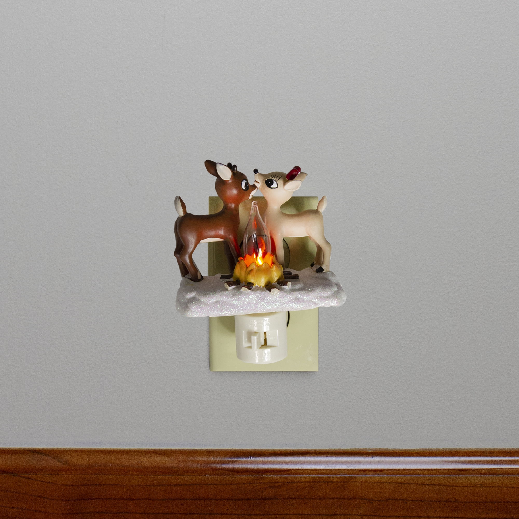 Rudolph the Red Nosed Reindeer Night Light with Flickering Flame, 5 1/4 Inch