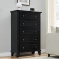 thumbnail image 4 of FOLDLIFE 5 Drawer Dresser for Bedroom,Chest of Drawers Closet with Metal Handle,Storage Organizer Dresser,Vintage Tall Dresser,Black, 4 of 9