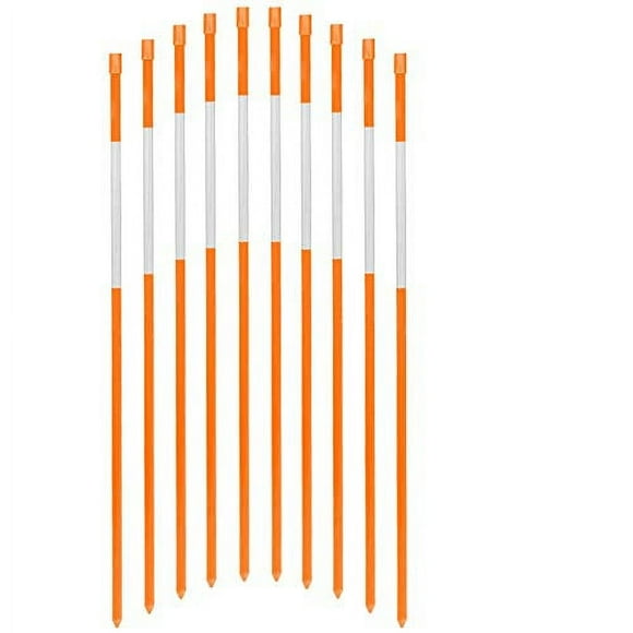 FiberMarker Reflective Driveway Makers 48-Inch Orange 20-Pack 5/16-Inch Dia Solid Fiberglass Poles Snow Stakes for Parking,Walkways Easy Visibility