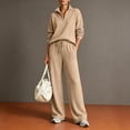 thumbnail image 2 of Basysin Women Half Zip Pullover Sweatshirt Wide Leg Pants Two Piece Outfit Set Loose Comfort Tracksuit Soft Loungewear Sweatsuit, 2 of 6