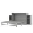 thumbnail image 6 of Newest Storage Queen Size Murphy Bed with Drawers and Shelves, Modern Space-Saving Wall Bed Cabinet,Light Gray, 6 of 17
