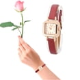 thumbnail image 2 of Reloj de pulsera analógico de cuarzo para mujer, correa de PU, color rojo, 2 of 7
