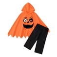 thumbnail image 3 of RMGVDSD Toddler Baby Boys Halloween Ghost Face Print Poncho Cape Hooded Tops And Pants Set Kids Holiday Party Dress Up Outfit Fall Clothes 3-4 Years, 3 of 9