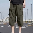 thumbnail image 5 of biudgviw Men's Cargo Shorts Elastic Waist Casual Baggy Capri Pants Lightweight Outdoor Below Knee Length Workwear Shorts with Multi Pockets, 5 of 7