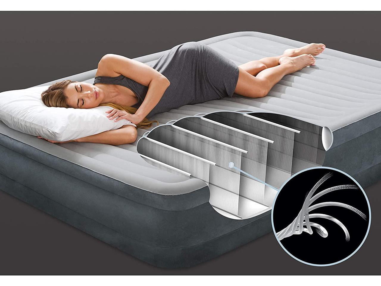 Restored Intex AP619C Queen Airbed Electric Pump Bed Height Elevated 13 inch Grey Refurbished