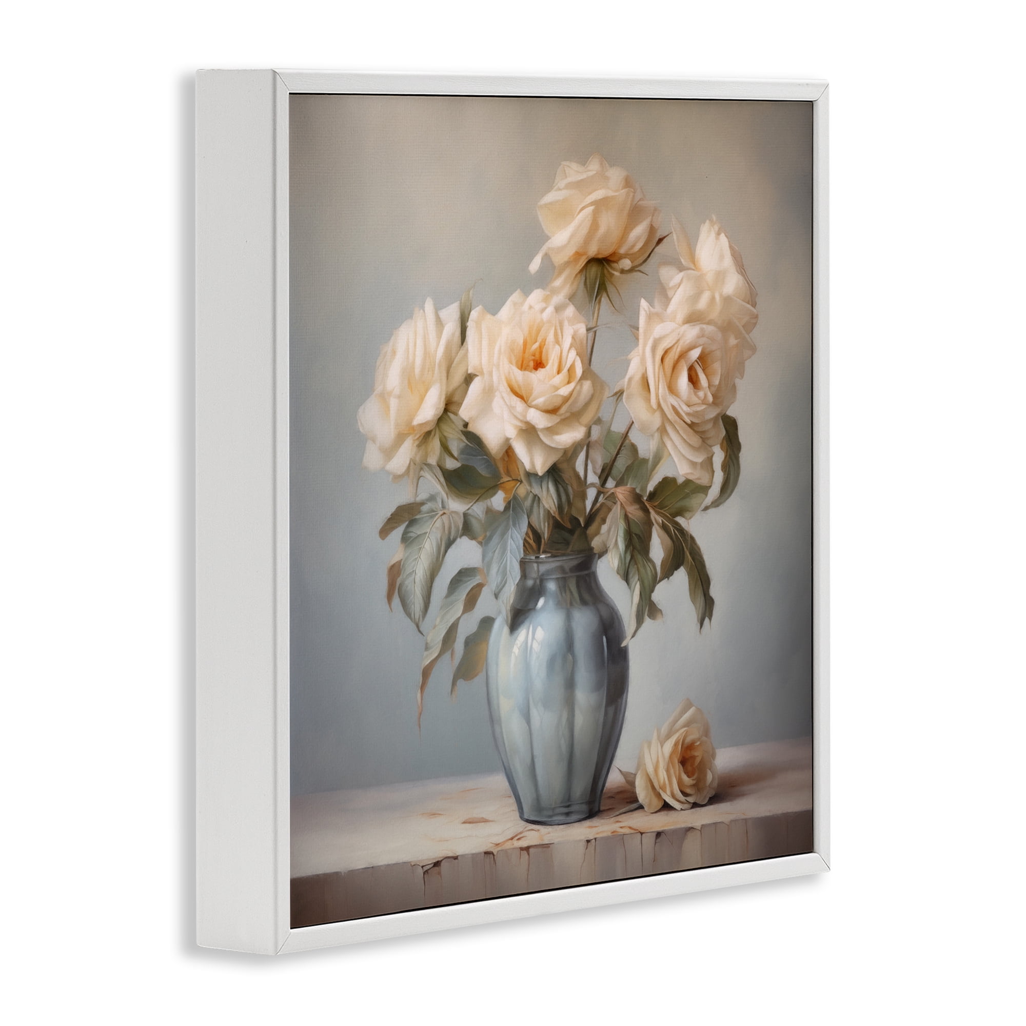 Stupell Industries Vintage Rose Paragon White Framed Giclee Art, design by Steve Hunziker