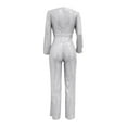 Casual Jumpsuit Long Sleeve Belted Sequin Jumpsuit