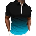 thumbnail image 2 of SEAOPEN Mens Zipper Shirts Short Sleeve Moisture Wicking Outdoor Golf Shirt Collared Athletic Tennis Sky Blue,M, 2 of 5