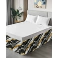 thumbnail image 4 of Abstract Art Bed Skirt King Size 16" Drop Black Gold Gradient Marbling Water Ripple Ruffled Wrap Around Bed Skirts Adjustable Elastic Bedskirt Dust Ruffle for King Size Bed, 4 of 7