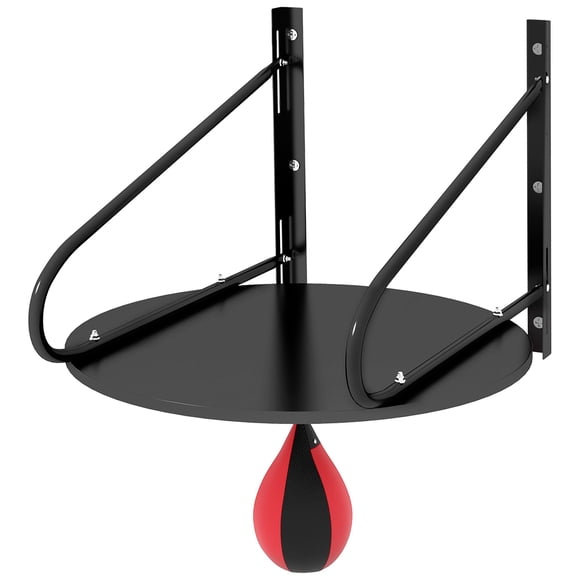 Soozier Wall-Mounted Speed Bag Boxing Platform - Black & Red, Adjustable Height | Home Gym Strength Training Equipment for Improved Agility