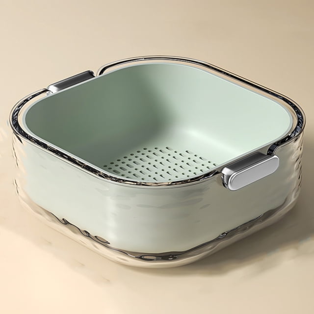 Cqxid Drain Rack Under $10 Double Layer Drain Basket Vegetable Washing Basin Washing Filter Double Layered Stackable Detachable Bowl Strainer
