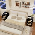 thumbnail image 5 of LFGUIZO 21" High Set of 2 Black Rattan Nightstands with 2 Storage Drawers Modern End Tables with Arched Cane Doors & Metal Base for Bedroom Black, 5 of 9