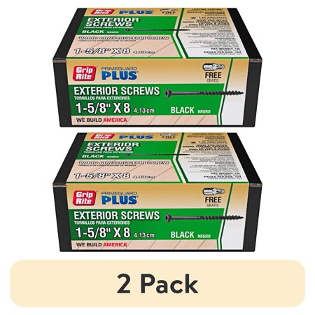 (2 pack) Grip-Rite PrimeGuard Plus #8 x 1-5/8 in. Black Wood to Wood Deck Screw 1lb.
