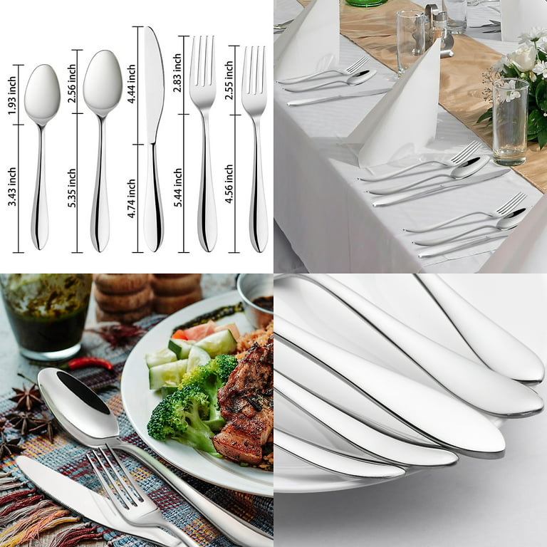 Just Houseware Silverware Set 20 Pieces, Stainless Steel Flatware Set,  Mirror Polish Cutlery Set, Knives Forks Spoons Service for 4 