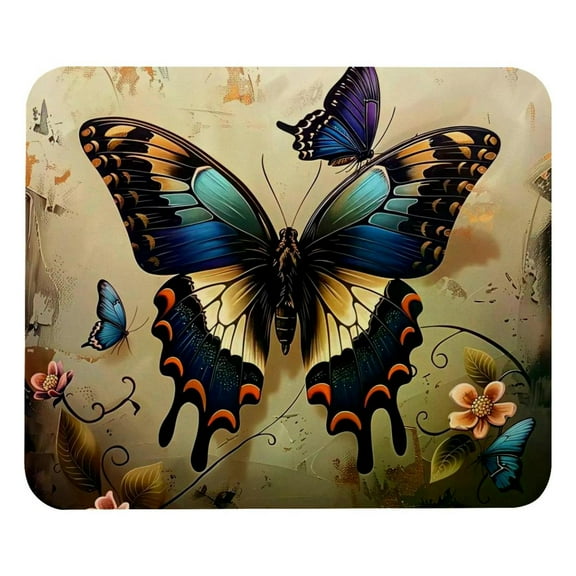 PhooArto Comfortable Mouse Pad Vintage Butterfly Desktop Mousepad , 21 x 25 cm Mouse Mat, Non-Slip Rubber Base, Improves Speed and Precision