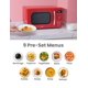 thumbnail image 3 of COMFEE' - Horno de microondas pequeño retro con tamaño compacto, 9 menús preestablecidos, placa giratoria con memoria de posición, función de silencio, encimera, perfecto para espacios pequeños, 0.7, 3 of 5