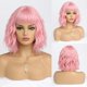 thumbnail image 2 of Short pink wig for women pink wig with bangs medium length synthetic, 2 of 5