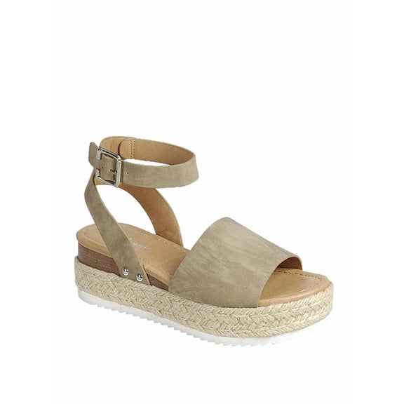 Sensational-01 Women's Espadrilles Trim Flatform Wedge Buckle Ankle Strap Open Toe Sandals