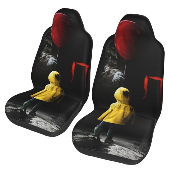 It Pennywise Horror Car Seat Covers Set 2Pcs, Front Seat Covers for Car Truck Sedan SUV Auto, Universal Fit Vehicle Enterior Bucket Seat Protector Car Accessories