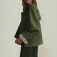thumbnail image 4 of VISALY Women Oversized Trench Coat Plaid Lined Lapel Long Sleeve Button Down Casual Crop Jacket Fall Lightweight Trendy Outwear with Pockets Green Xl, 4 of 7